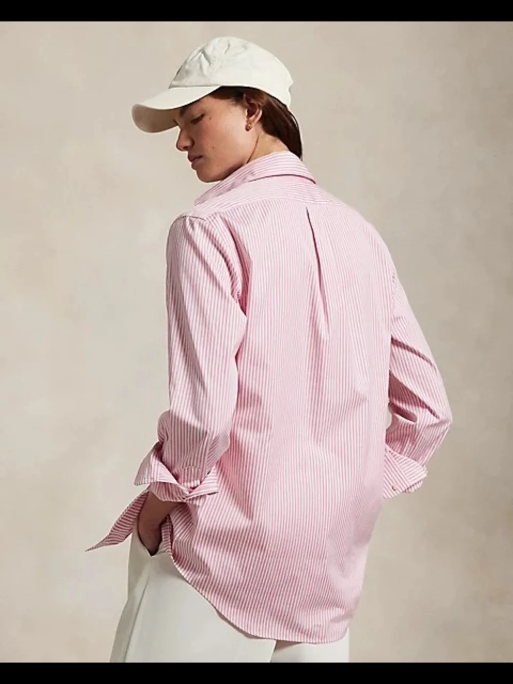 Polo by Ralph Lauren Pink & White Striped Oxford Unisex Shirt.